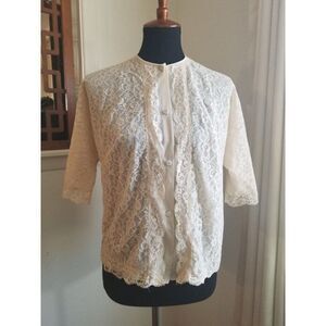 1950's Vintage Cream Lace Bed Jacket